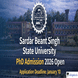 Sardar Beant Singh State University PhD Admission 2026 Open; Application Deadline January 10